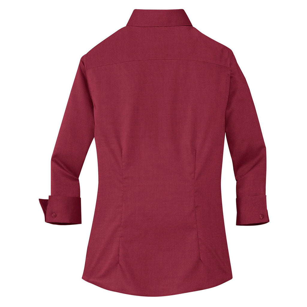 Red House Women's Deep Red 3/4-Sleeve Nailhead Non-Iron Shirt