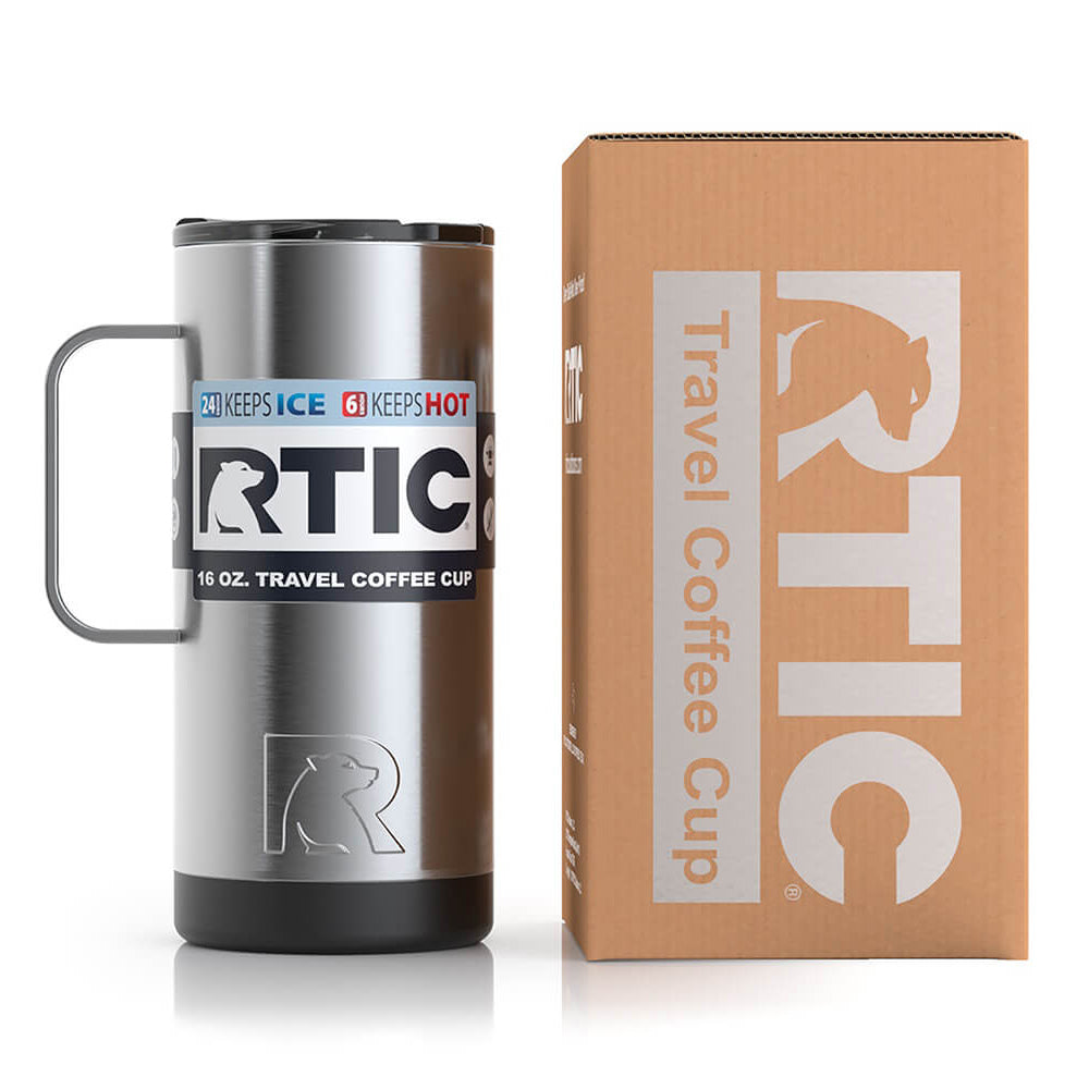 RTIC Silver 16oz Travel Coffee Cup