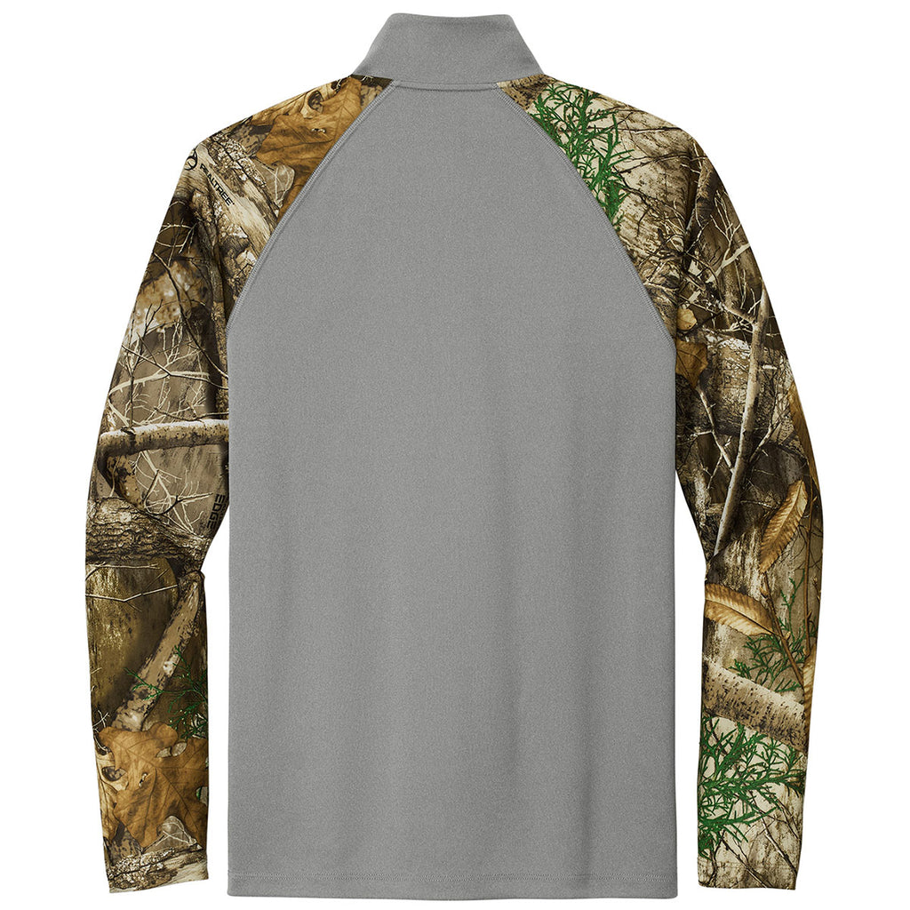 Russell Outdoors Men's Grey Concrete Heather/ Realtree Edge Realtree Colorblock Performance Quarter Zip