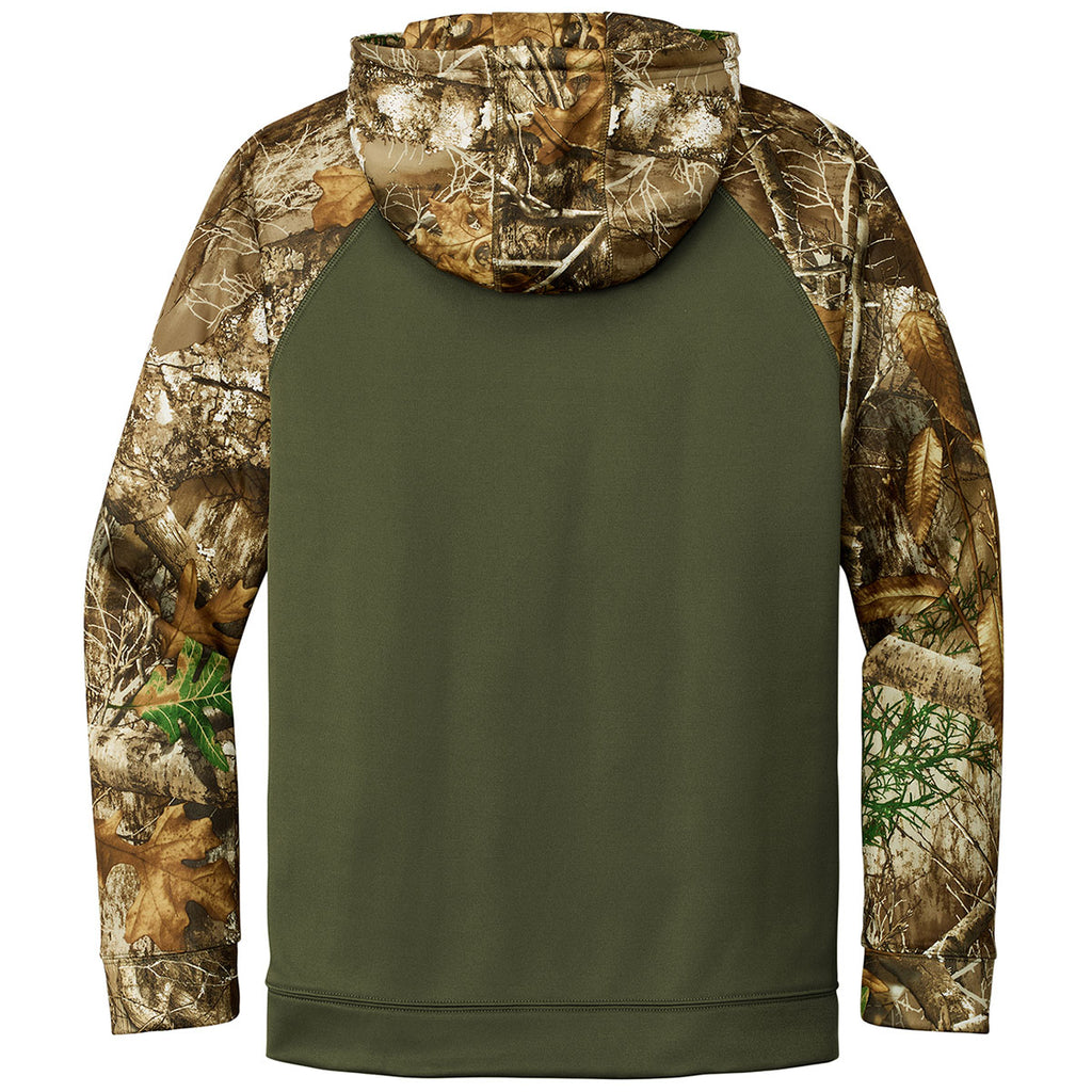 Russell Outdoors Men's Olive Drab Green/ Realtree Edge Realtree Performance Colorblock Full Zip Hoodie