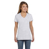 Hanes Women's Ash 4.5 oz. 100% Ringspun Cotton nano-T V-Neck T-Shirt