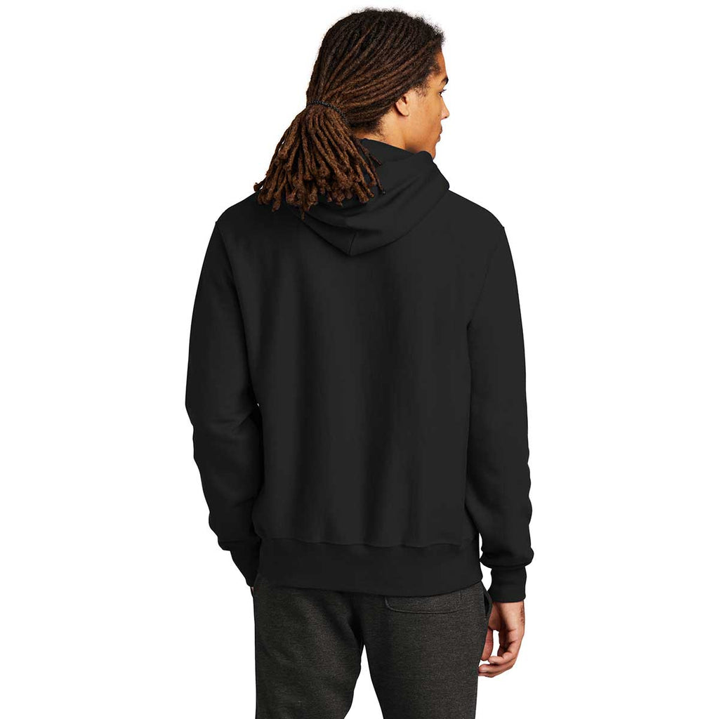 Champion Men's Black Reverse Weave Hooded Sweatshirt