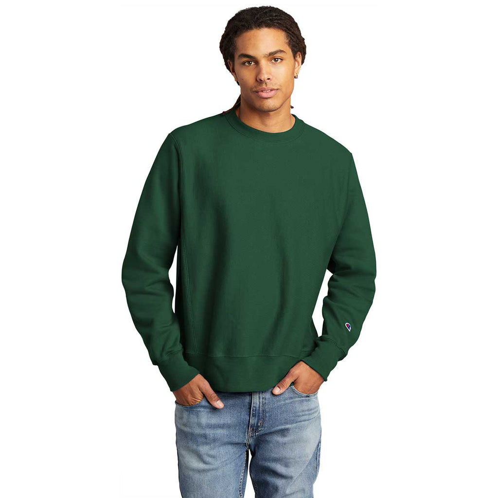 Men's Dark Green Reverse Weave Crewneck Sweatshirt