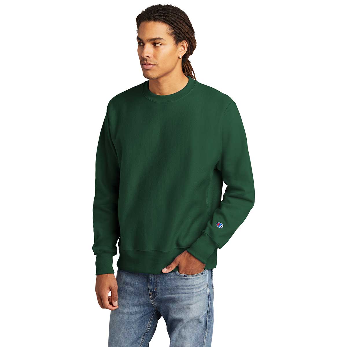 Dark Sweatshirt Green Reverse Men\'s Champion Crewneck Weave