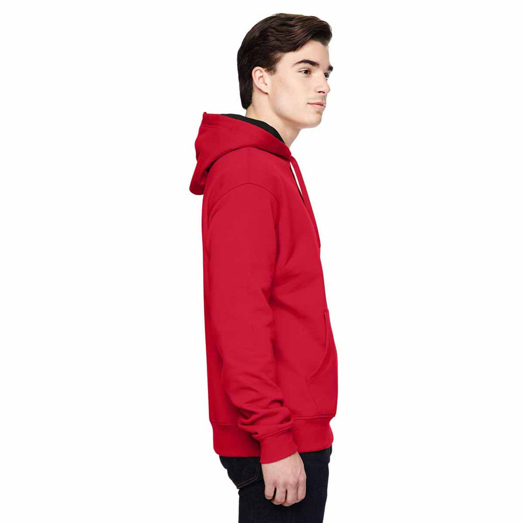 Champion Men's Sport Red/Athletic Heather for Team 365 Cotton Max 9.7-Ounce Pullover Hood