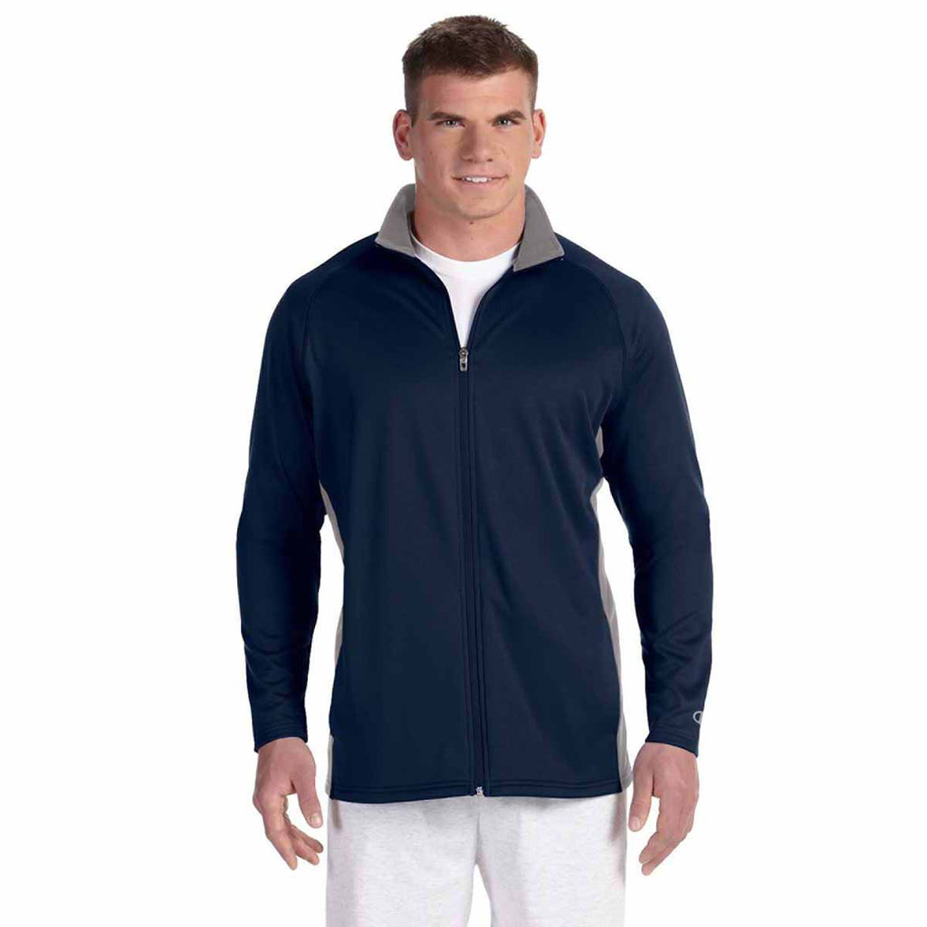 Champion Men's Navy/Stone Grey Performance 5.4-Ounce Colorblock Full-Zip Jacket