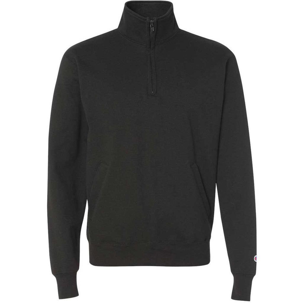 Champion Men's Black Adult Double Dry Eco Quarter-Zip Pullover Fleece