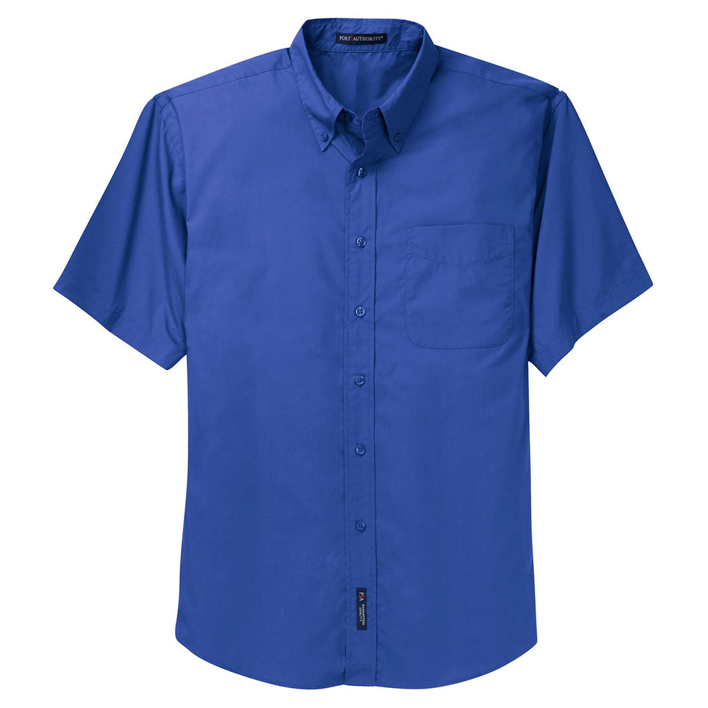 Port Authority Men's Faded Blue Short Sleeve Easy Care, Soil Resistant