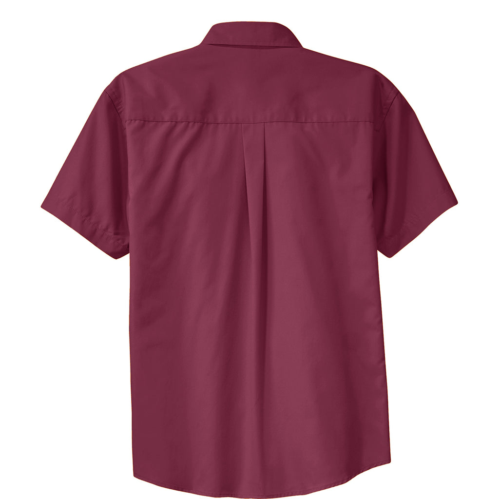Port Authority Men's Burgundy/Light Stone Short Sleeve Easy Care Shirt