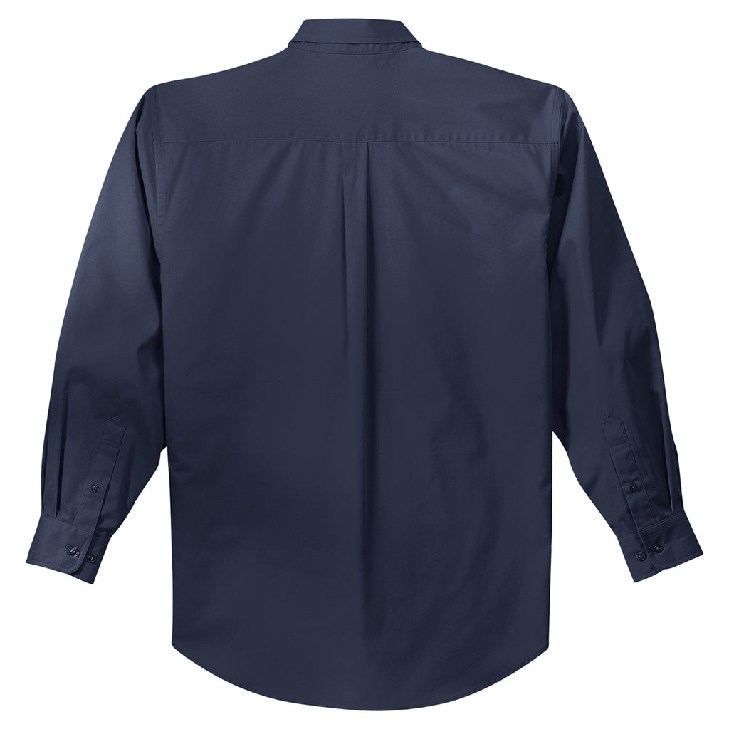 Port Authority Men's Navy/Light Stone Extended Size Long Sleeve Easy Care Shirt