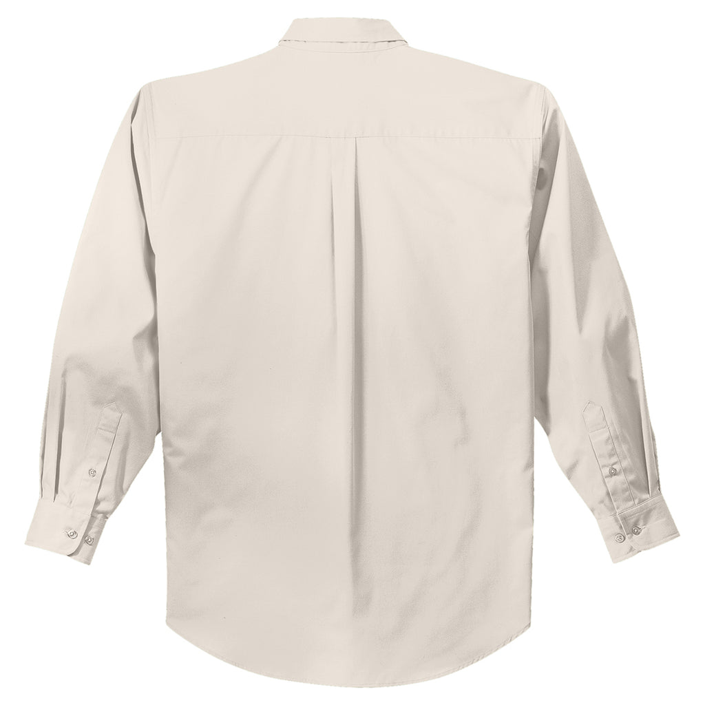 Port Authority Men's Light Stone/Classic Navy Tall Long Sleeve Easy Care Shirt