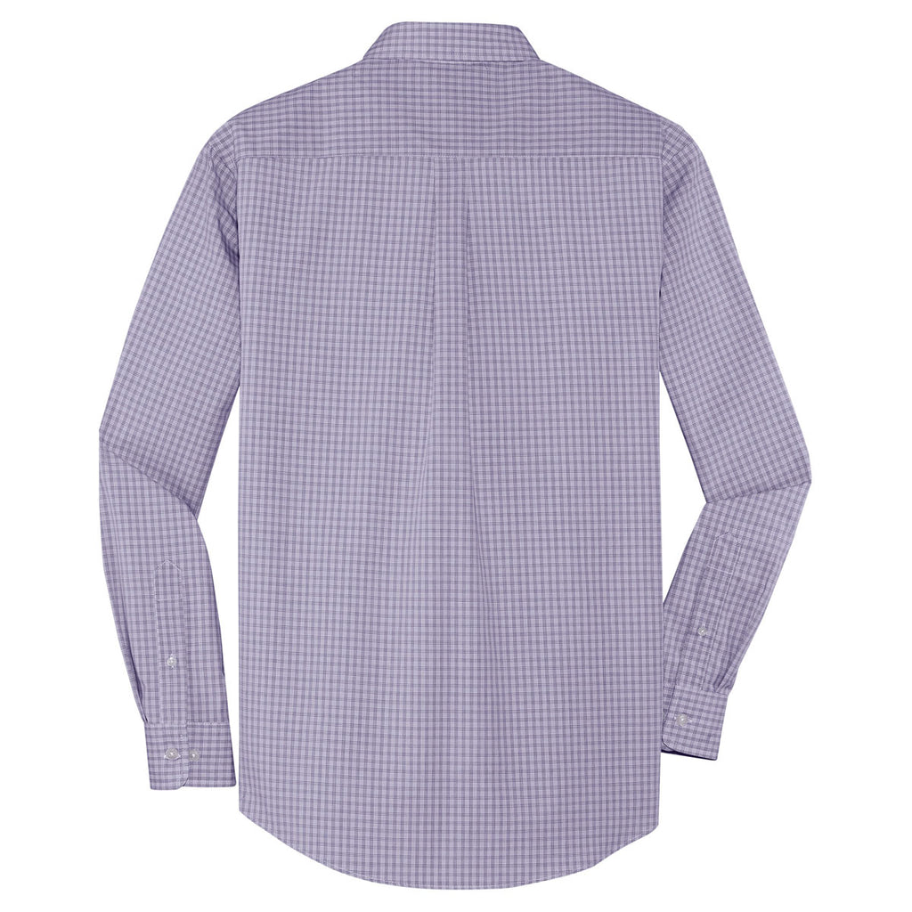 Port Authority Men's Purple Plaid Pattern Easy Care Shirt