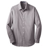 Port Authority Men's Aubergine Purple/ White Fine Stripe Stretch Poplin Shirt