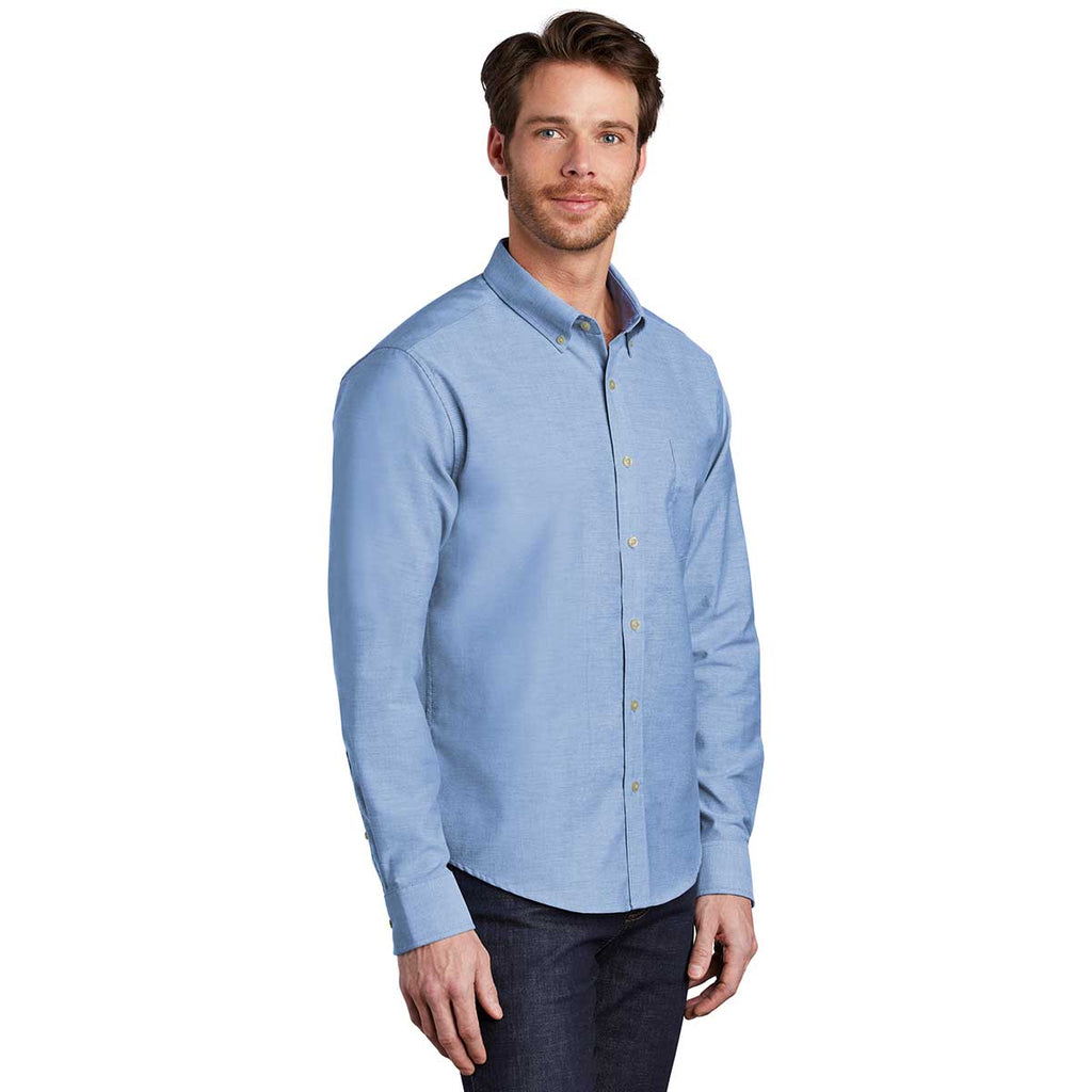 Port Authority Men's Oxford Blue Untucked Fit SuperPro Oxford Shirt