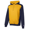 Champion Men's Navy/Gold Double Dry Eco Colorblock Hooded Sweatshirt