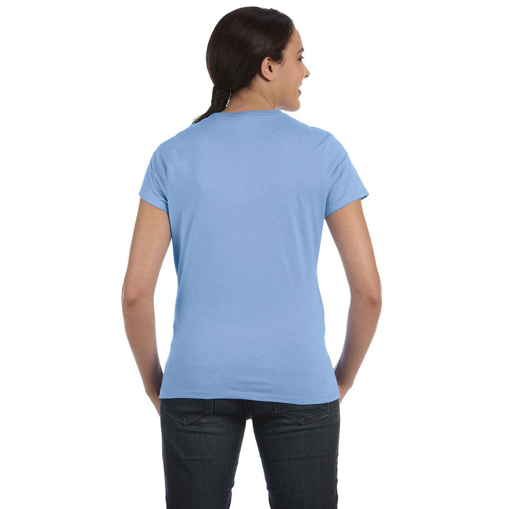 Hanes Women's Light Blue 4.5 oz. 100% Ringspun Cotton nano-T T-Shirt