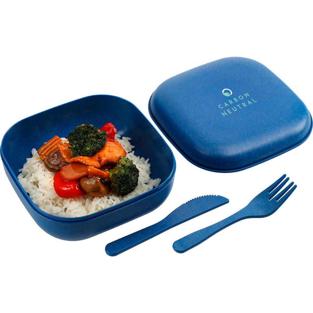 Bullet Blue Wheat Straw Food Storage with Utensils