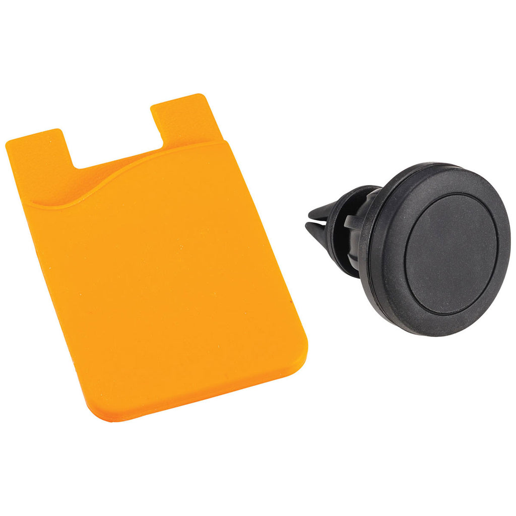 Bullet Orange Magnetic Phone Mount with Silicone Wallet