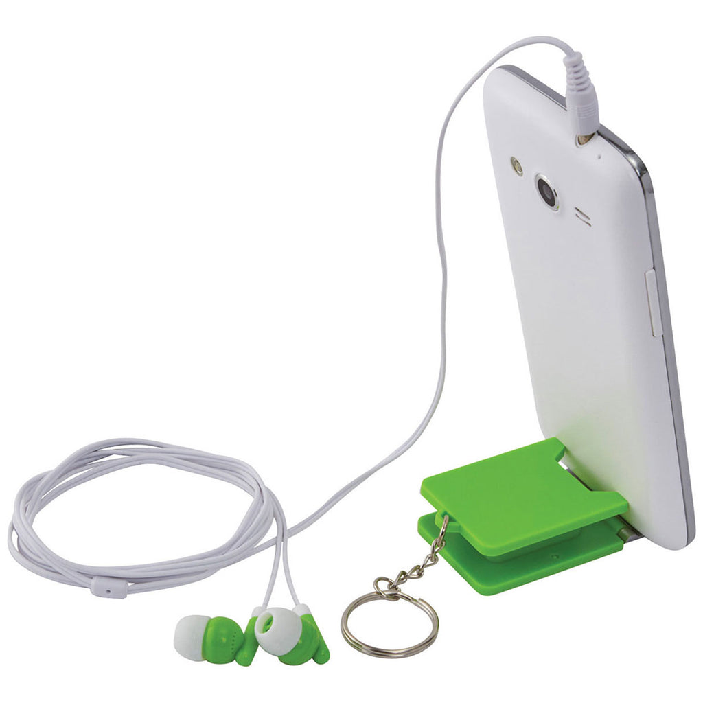 Bullet Lime Green Spectra Earbuds & Mobile Phone Stand