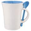 Bullet White with Blue Trim Dolce 10oz Ceramic Mug with Spoon