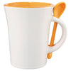 Bullet White with Orange Trim Dolce 10oz Ceramic Mug with Spoon