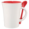 Bullet White with Red Trim Dolce 10oz Ceramic Mug with Spoon