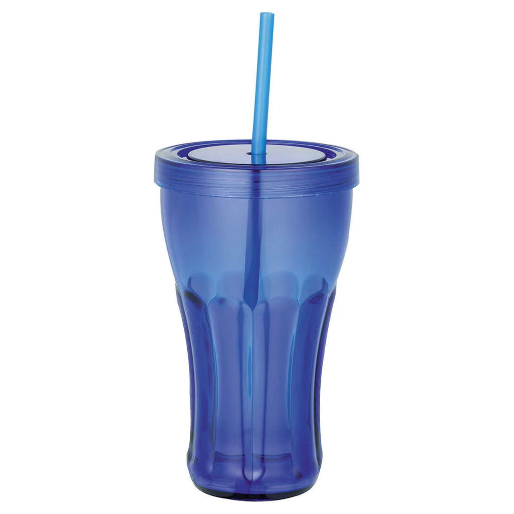 Bullet Translucent Blue Fountain Soda 16oz Tumbler with Straw