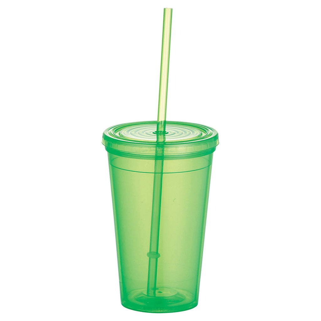Bullet Translucent Lime Green Iceberg 16oz Double-Wall Tumbler with Straw