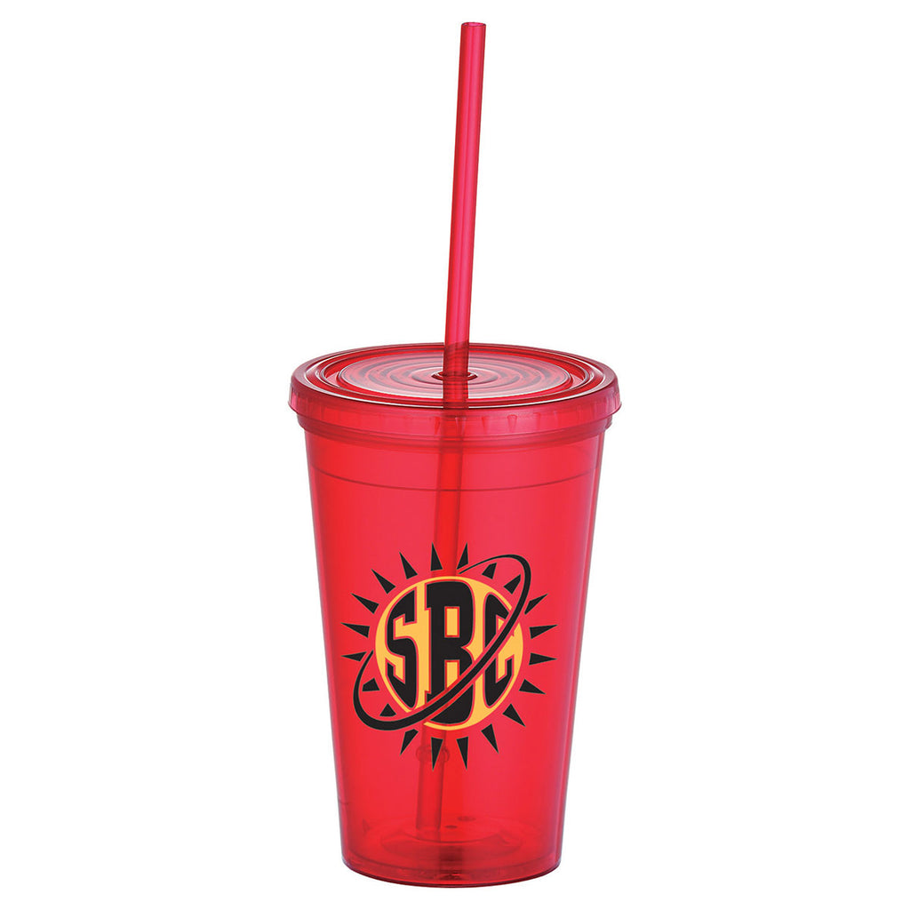 Bullet Translucent Red Iceberg 16oz Double-Wall Tumbler with Straw
