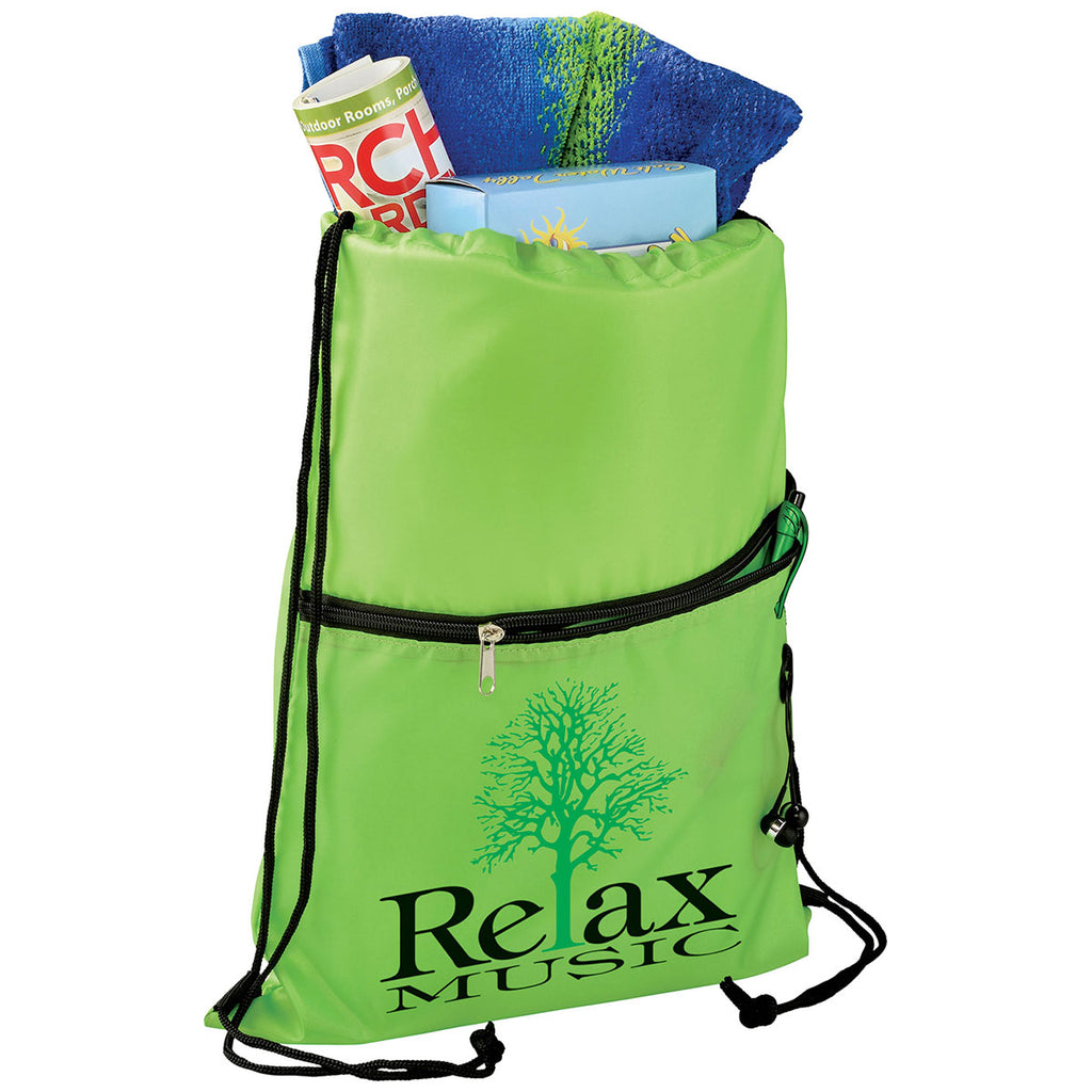 Bullet Lime Green Insulated Zippered Drawstring Bag
