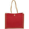 Bullet Red Jute Button Tote