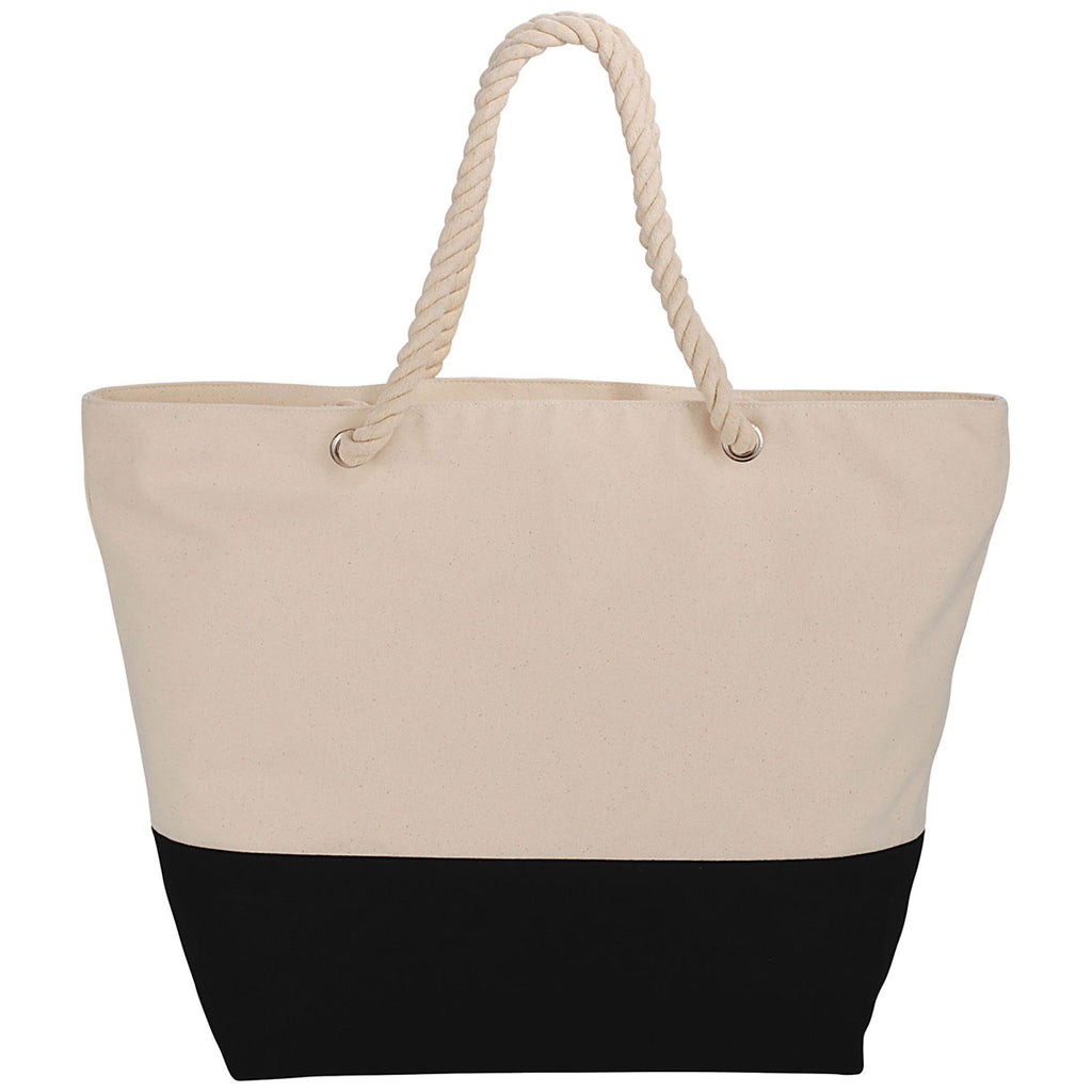 Bullet Black Zippered 12oz Cotton Canvas Rope Tote