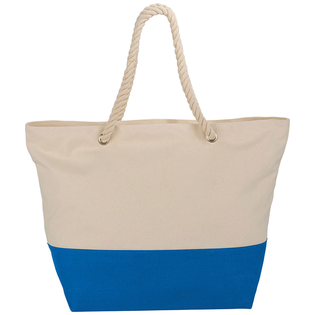 Bullet Process Blue Zippered 12oz Cotton Canvas Rope Tote
