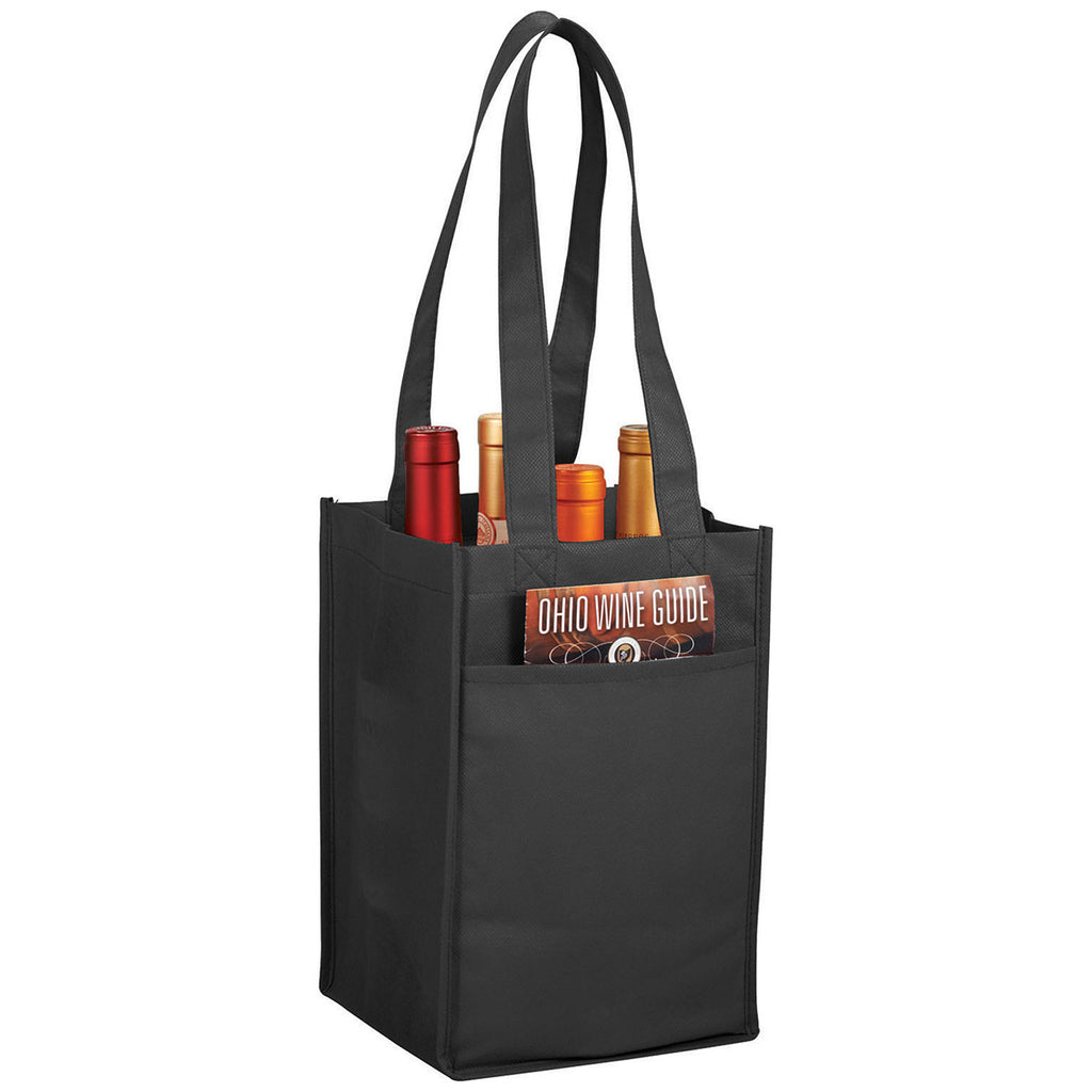 Bullet Black 4 Pack Non-Woven Wine Tote