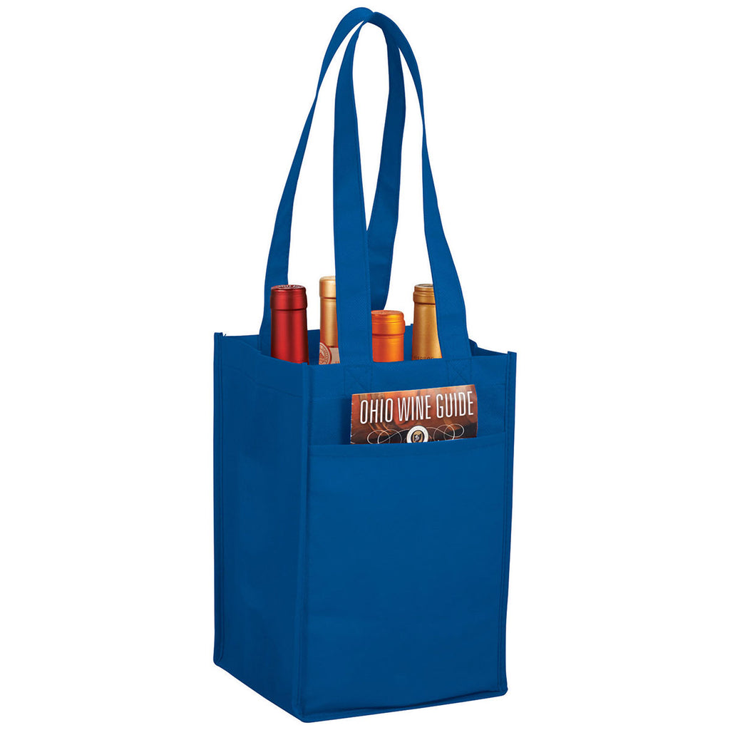 Bullet Royal Blue 4 Pack Non-Woven Wine Tote