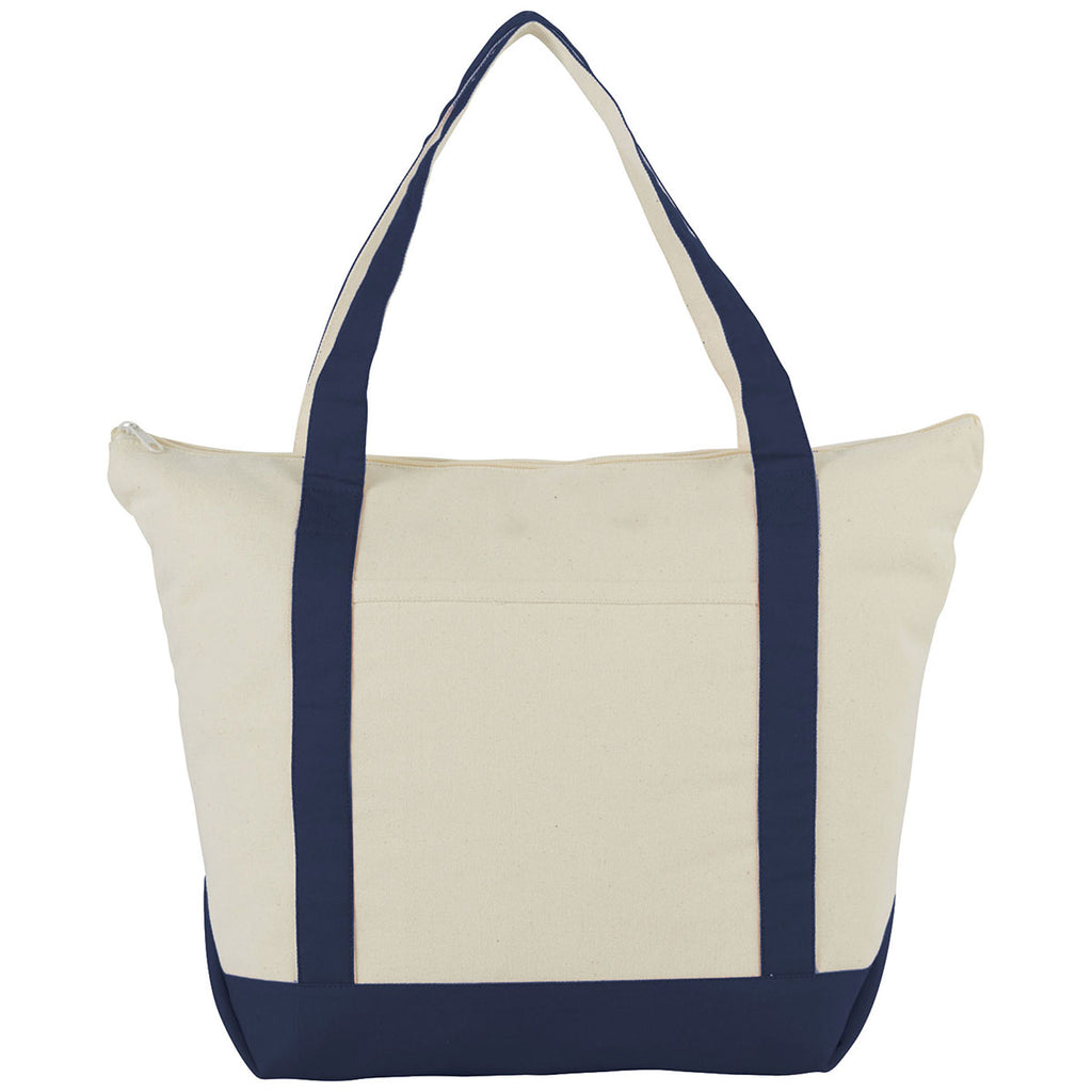 Bullet Navy Blue Zippered 12oz Cotton Canvas Tote