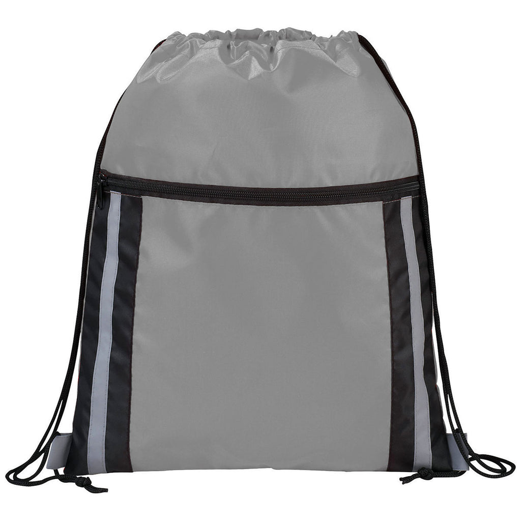 Bullet Grey Deluxe Reflective Drawstring Bag