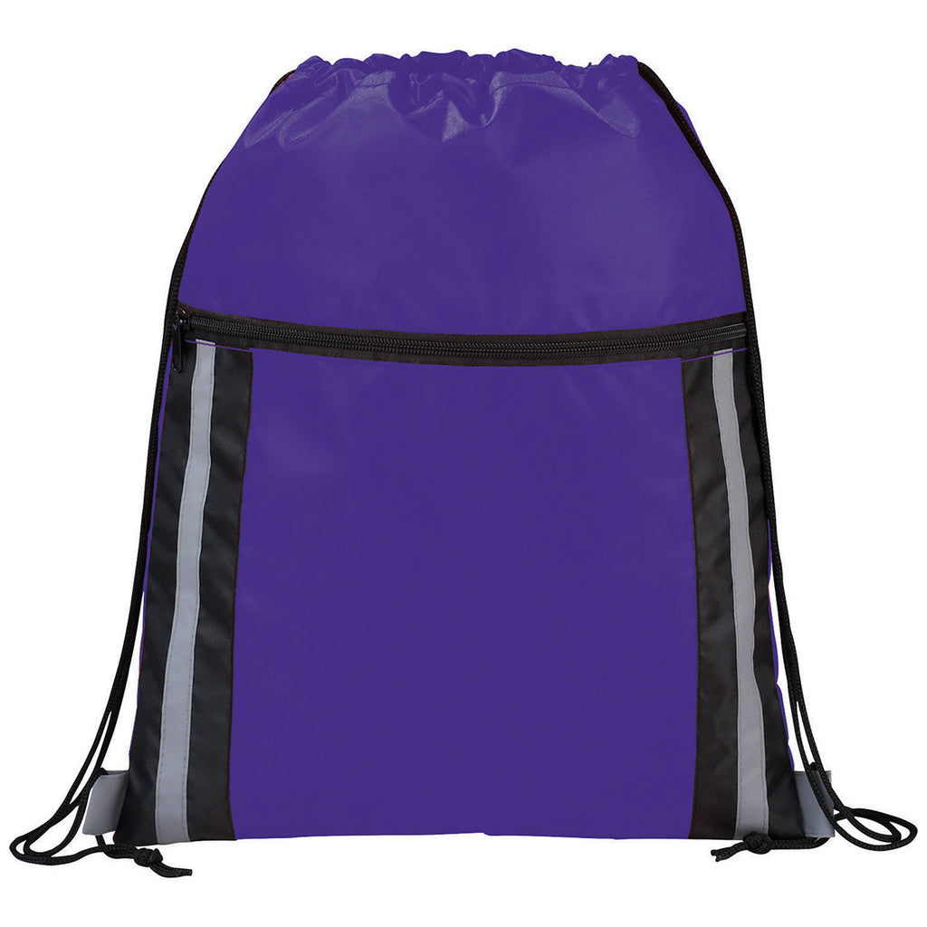 Bullet Purple Deluxe Reflective Drawstring Bag