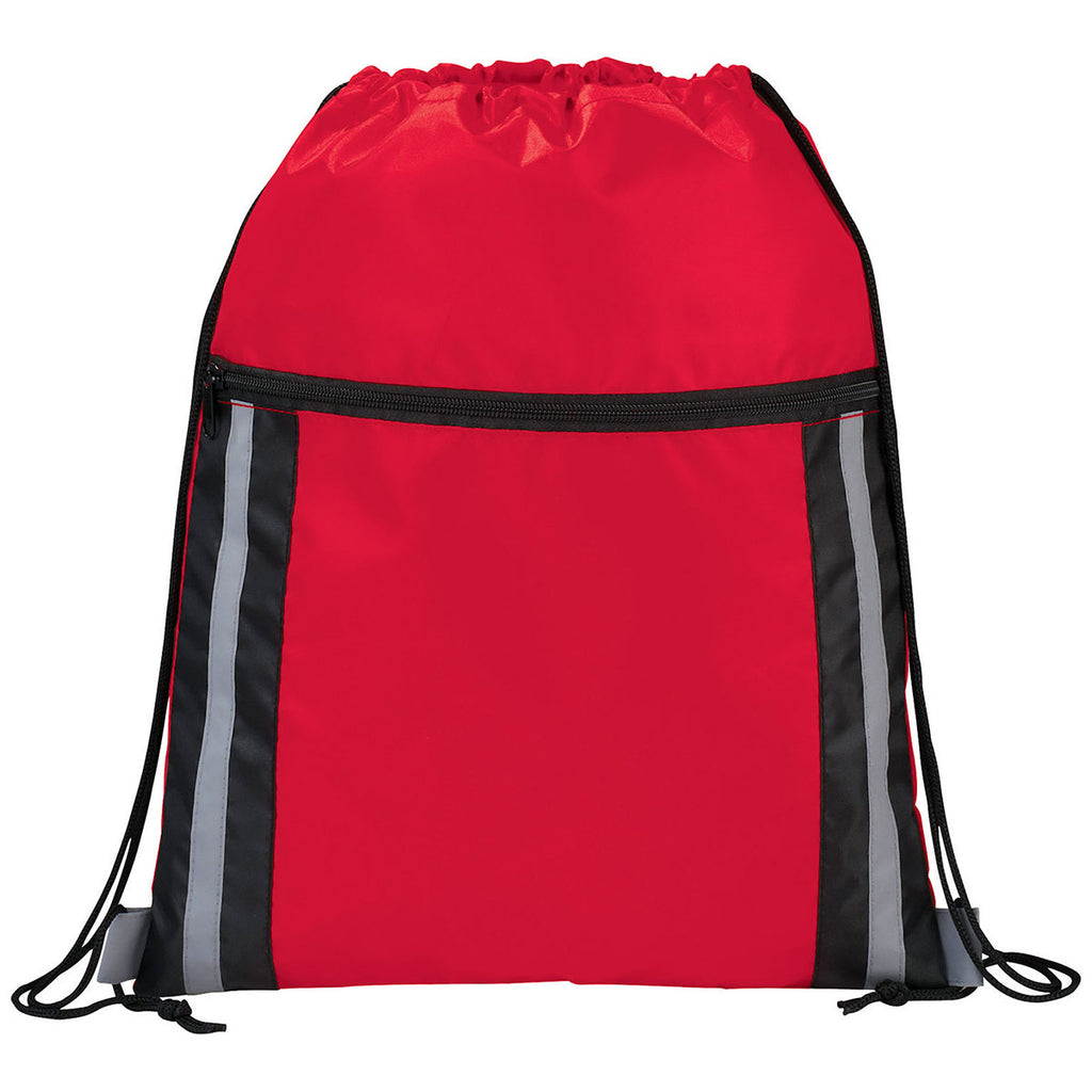 Bullet Red Deluxe Reflective Drawstring Bag