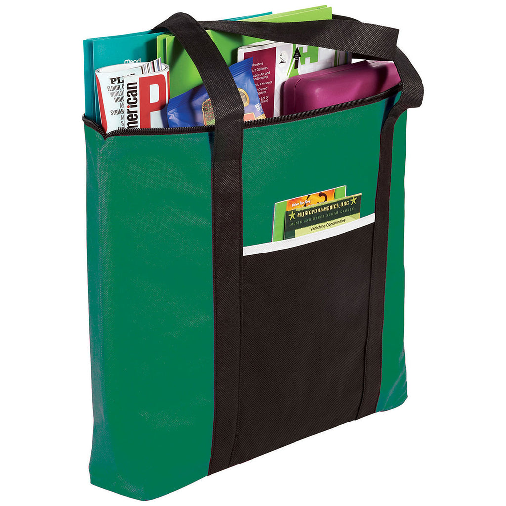 Bullet Green Timeline Non-Woven Zip Convention Totes
