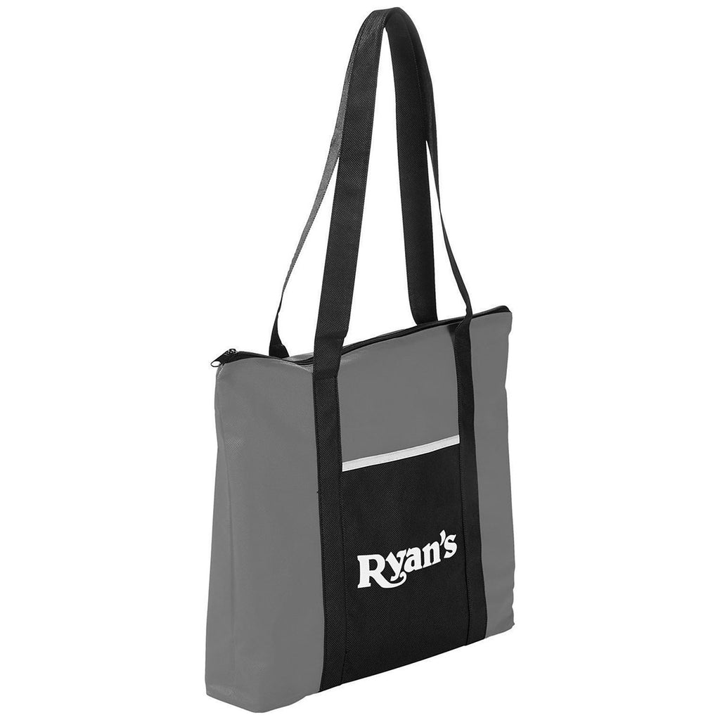 Bullet Grey Timeline Non-Woven Zip Convention Totes