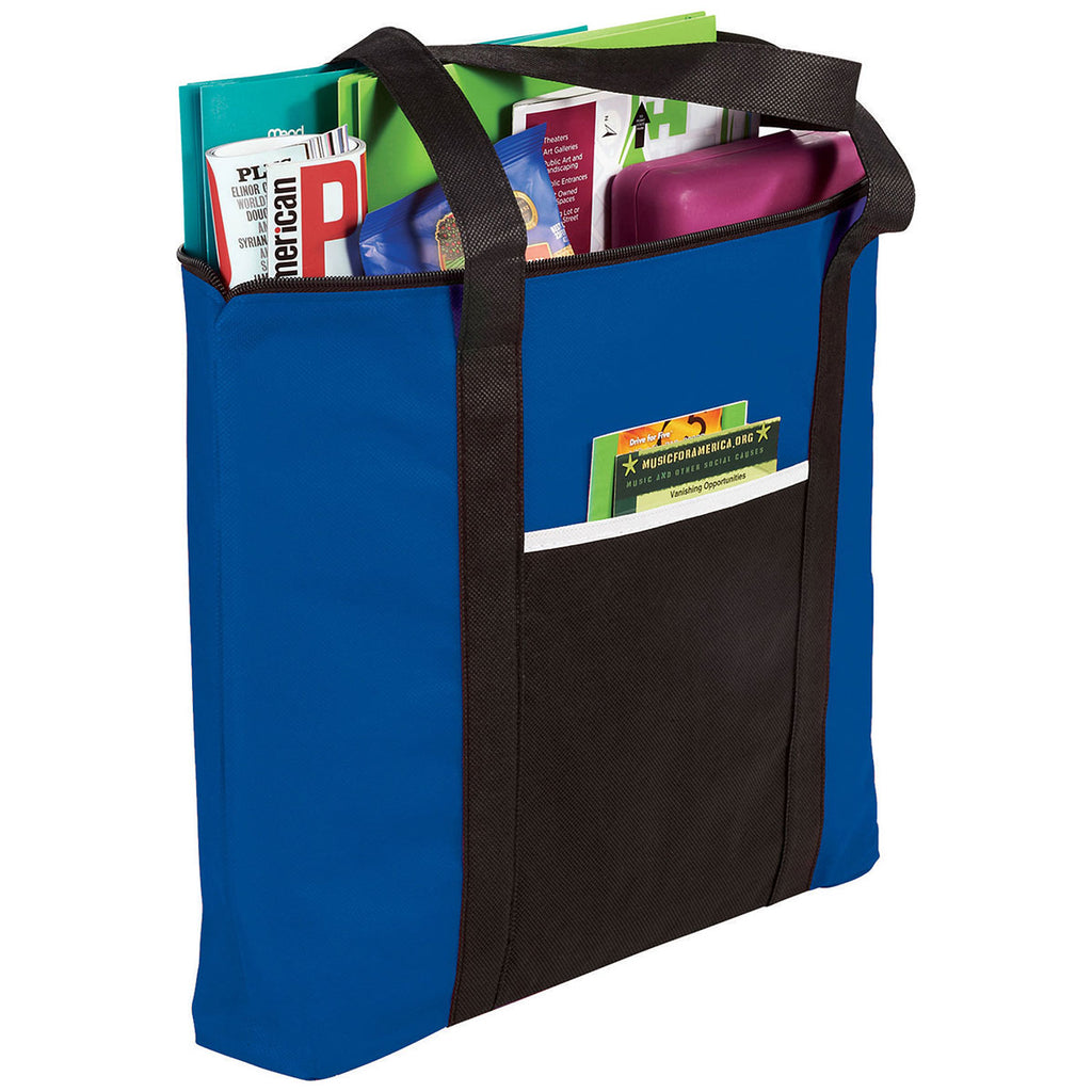 Bullet Royal Blue Timeline Non-Woven Zip Convention Totes
