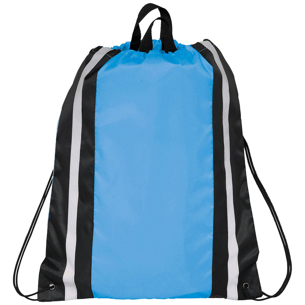 Bullet Light Blue Reflective Drawstring Bag