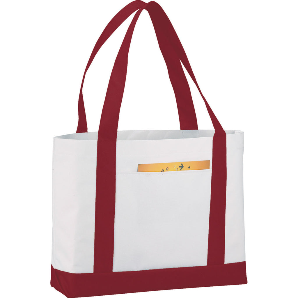 Bullet White with Maroon Trim Large Boat Tote