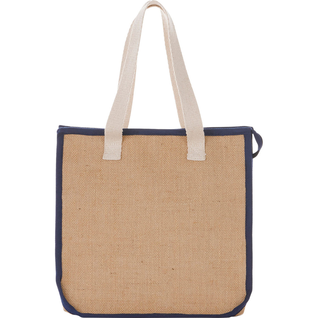 Bullet Navy Blue Jute Insulated Grocery Tote