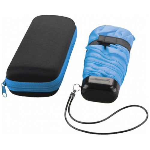 Bullet Black/Blue 37" Mini Folding Travel Umbrella with Case