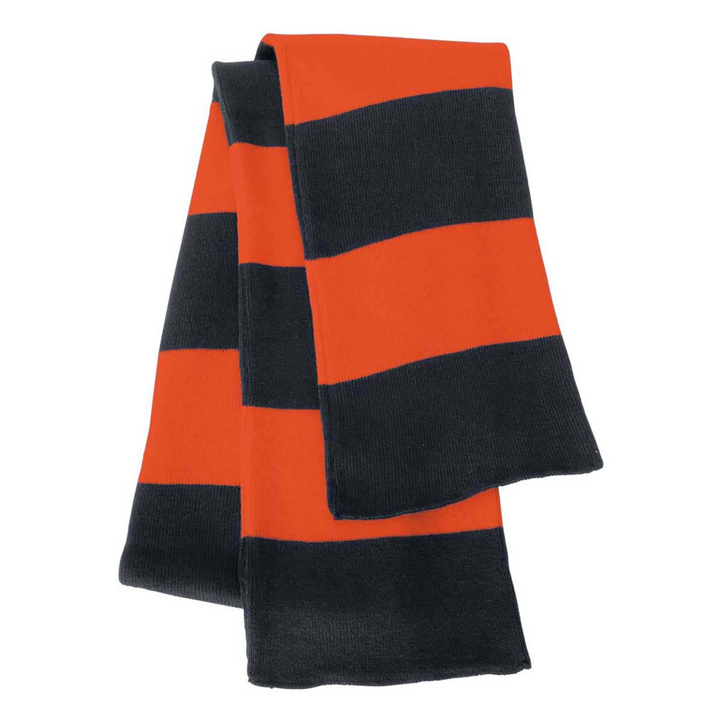 Sportsman Navy/Orange Rugby Striped Knit Scarf