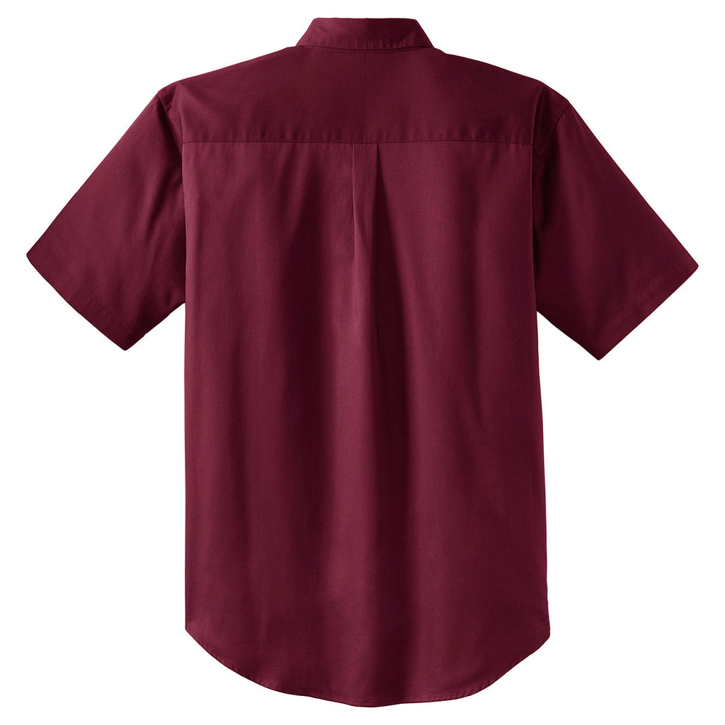 CornerStone Men's Burgundy Short Sleeve SuperPro Twill Shirt