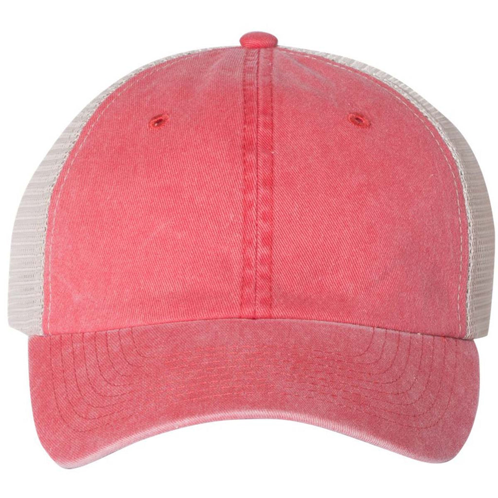 Sportsman Red/Stone Pigment Dyed Trucker Cap
