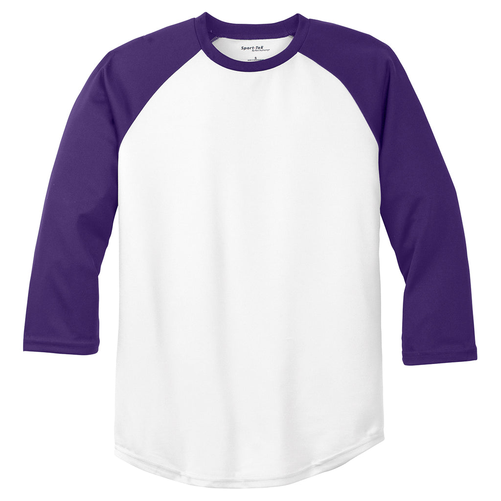 Sport-Tek Men's White/Purple PosiCharge Baseball Jersey